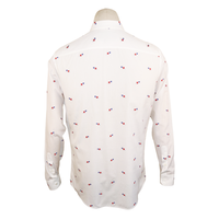 Gucci White Cotton Shirt with Red and Blue Heart Embroidery