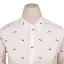 Gucci White Cotton Shirt with Red and Blue Heart Embroidery