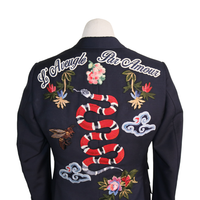 Gucci L'Aveugle Par Amour Kingsnake Embroidered Black Mohair-Wool Suit Set