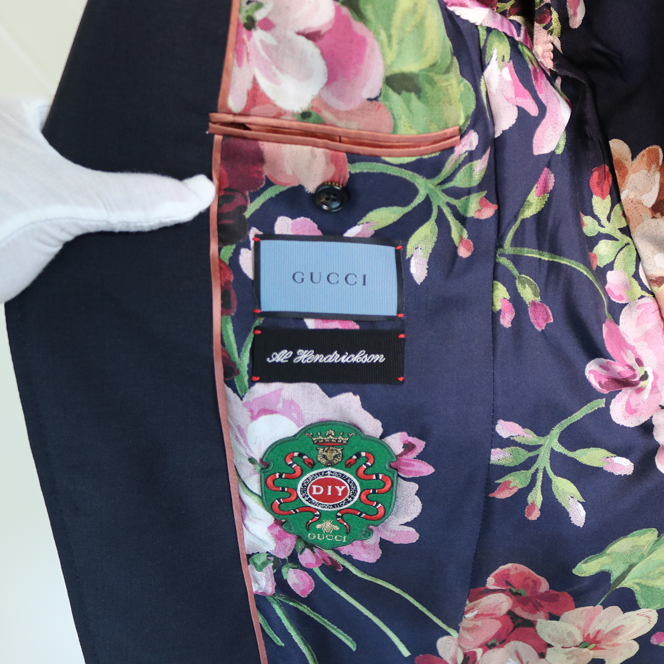 Gucci L'Aveugle Par Amour Kingsnake Embroidered Black Mohair-Wool Suit Set