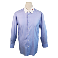 Gucci Blue Embroidered Collar Shirt