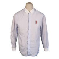 Gucci White Contrast Collar Shirt with Red Snake Embroidery