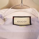 Gucci White Contrast Collar Shirt with Red Snake Embroidery