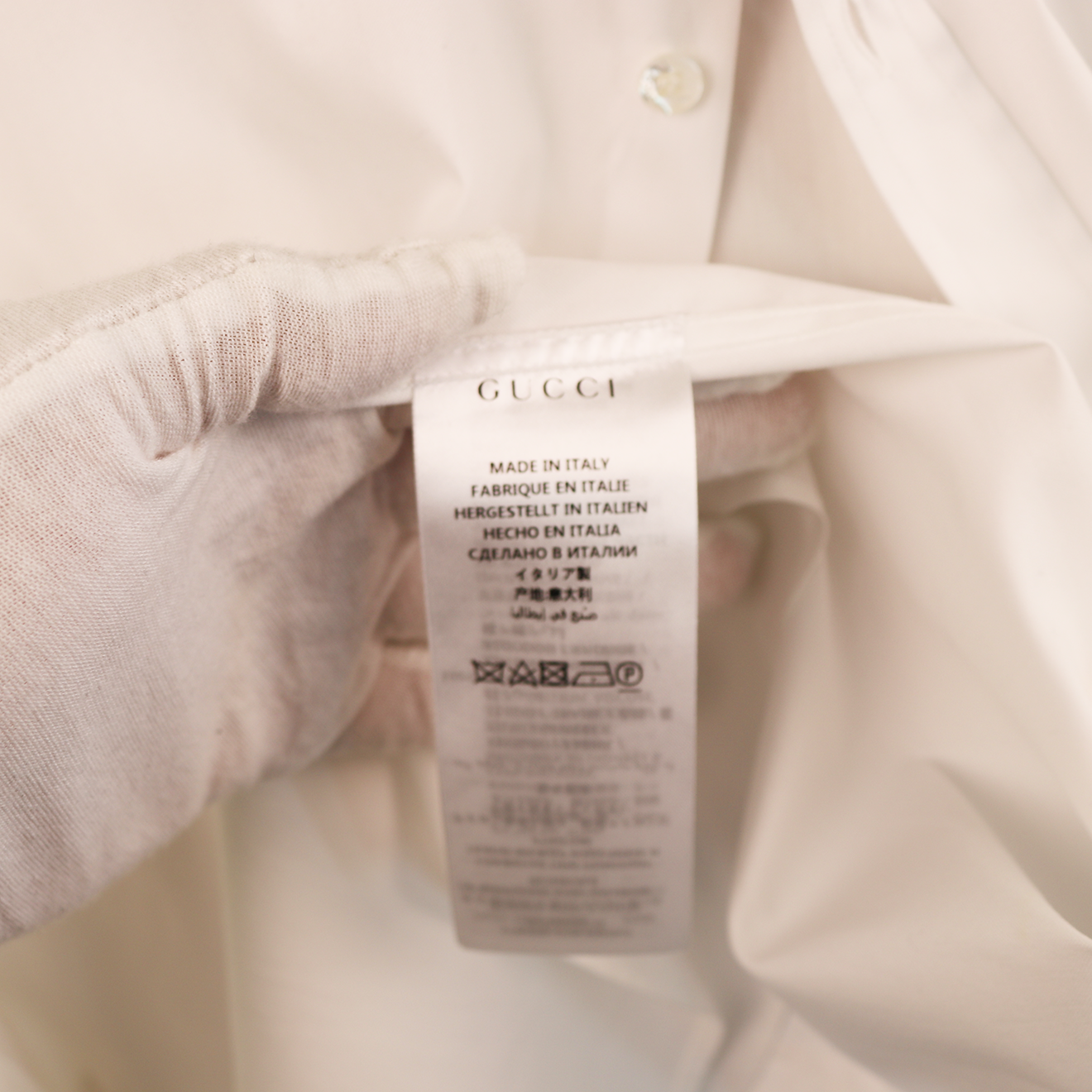 Gucci Ivory Cotton Shirt with Gold Bee & Snake Embroidery