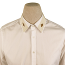 Gucci Ivory Cotton Shirt with Gold Bee & Snake Embroidery