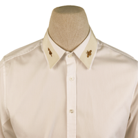 Gucci Ivory Cotton Shirt with Gold Bee & Snake Embroidery