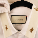 Gucci Ivory Cotton Shirt with Gold Bee & Snake Embroidery