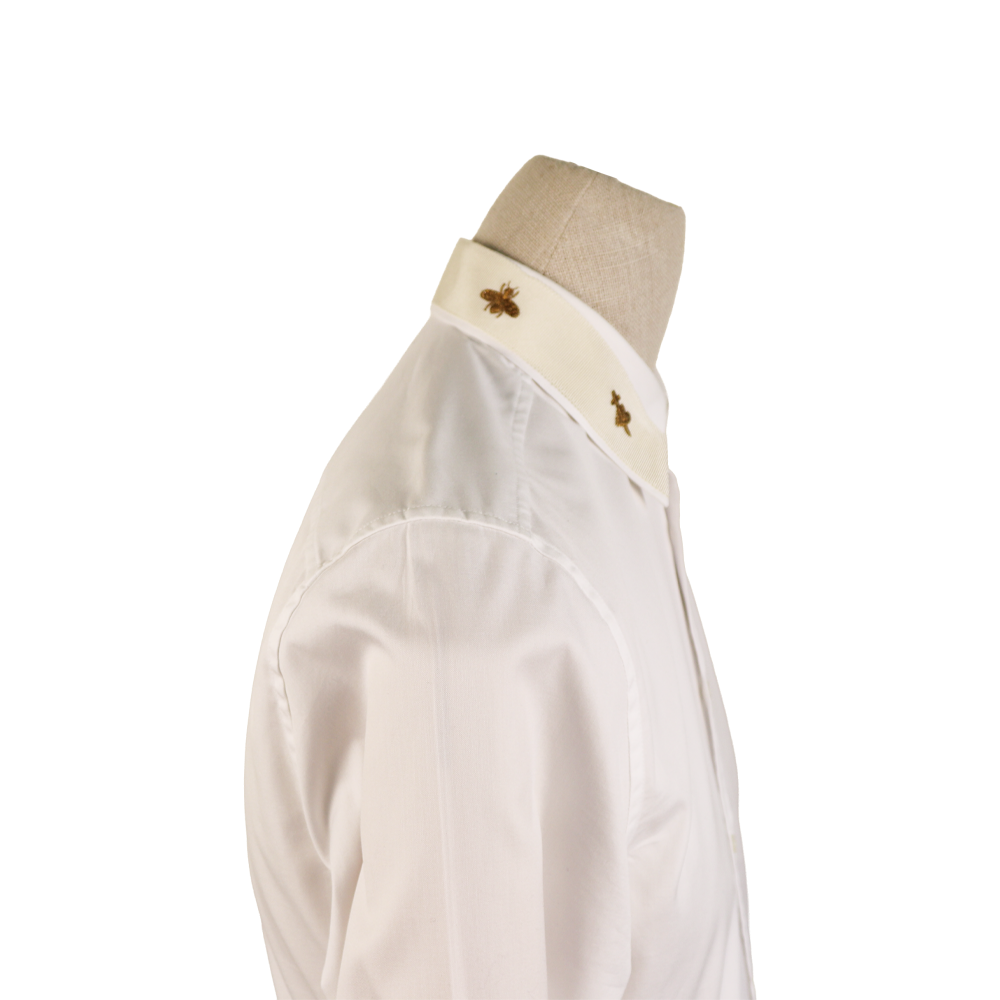 Gucci Ivory Cotton Shirt with Gold Bee & Snake Embroidery
