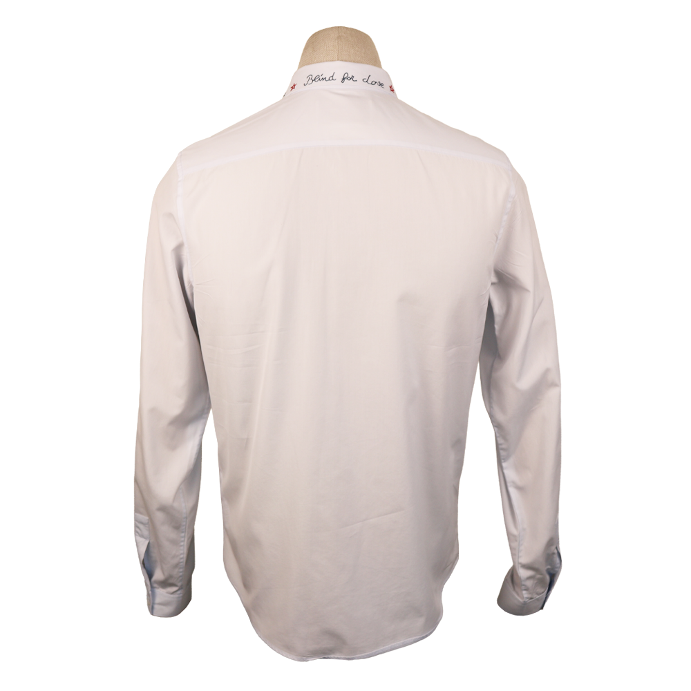 Gucci White Shirt with “Blind for Love” Collar Embroidery