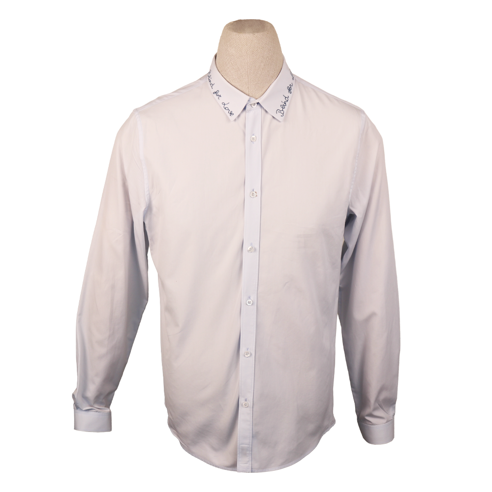 Gucci White Shirt with “Blind for Love” Collar Embroidery