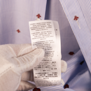 Gucci Blue Stripe Cotton Shirt with All-Over Red Bee Embroidery "AK" Monogram