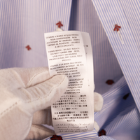 Gucci Blue Stripe Cotton Shirt with All-Over Red Bee Embroidery "AK" Monogram