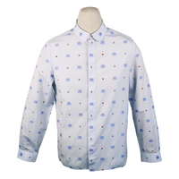 Gucci White Shirt with Blue Skull Embroidery and Club Collar