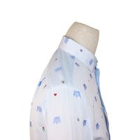 Gucci White Shirt with Blue Skull Embroidery and Club Collar