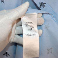 Gucci Light Blue Bee & Star Print Cotton Shirt