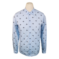 Gucci Light Blue Bee & Star Print Cotton Shirt