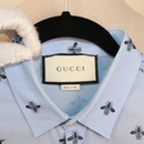 Gucci Light Blue Bee & Star Print Cotton Shirt
