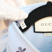 Gucci Light Blue Bee & Star Print Cotton Shirt