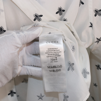 Gucci White Bee & Star Print Cotton Shirt
