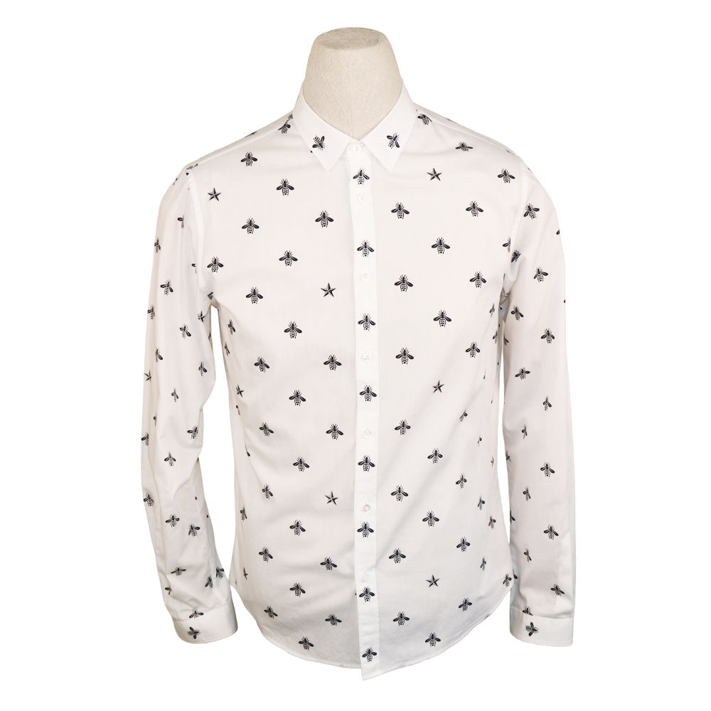 Gucci White Bee & Star Print Cotton Shirt – Samsturn Gucci White Bee & Star Print Cotton Shirt – Samsturn