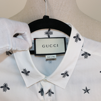 Gucci White Bee & Star Print Cotton Shirt