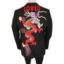 Gucci Black Wool Suit with Loved Dragon Back Embroidery