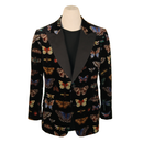 Gucci Black Velvet Butterfly Print Blazer with Satin Lapels