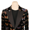 Gucci Black Velvet Butterfly Print Blazer with Satin Lapels