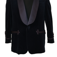 Gucci Black Velvet Smoking Jacket with Satin Shawl Lapel and Rope Knot Detail
