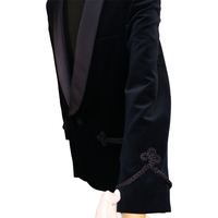 Gucci Black Velvet Smoking Jacket with Satin Shawl Lapel and Rope Knot Detail