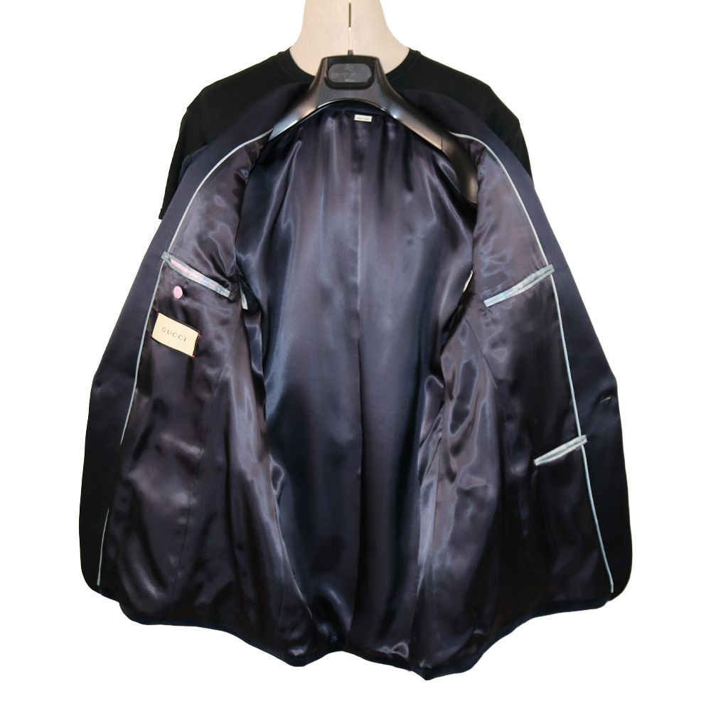 Gucci Black Velvet Smoking Jacket with Satin Shawl Lapel and Rope Knot Detail