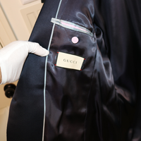 Gucci Black Velvet Smoking Jacket with Satin Shawl Lapel and Rope Knot Detail