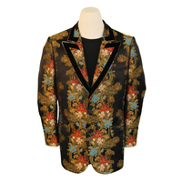 Gucci Black Floral Brocade Blazer with Velvet Lapels