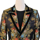 Gucci Black Floral Brocade Blazer with Velvet Lapels