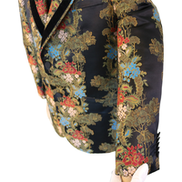 Gucci Black Floral Brocade Blazer with Velvet Lapels