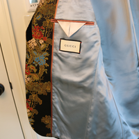 Gucci Black Floral Brocade Blazer with Velvet Lapels