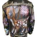 Gucci Studded Floral Leather Jacket with Deer Back Artwork