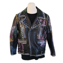 Gucci Studded Floral Leather Jacket with Deer Back Artwork