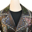 Gucci Studded Floral Leather Jacket with Deer Back Artwork