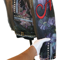 Gucci Studded Floral Leather Jacket with Deer Back Artwork
