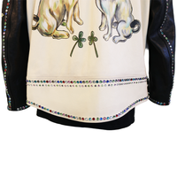Gucci Hand-Painted Leather Jacket with Pug Art & Crystal Embellishments
