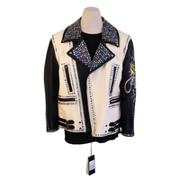 Gucci Hand-Painted Leather Jacket with Pug Art & Crystal Embellishments