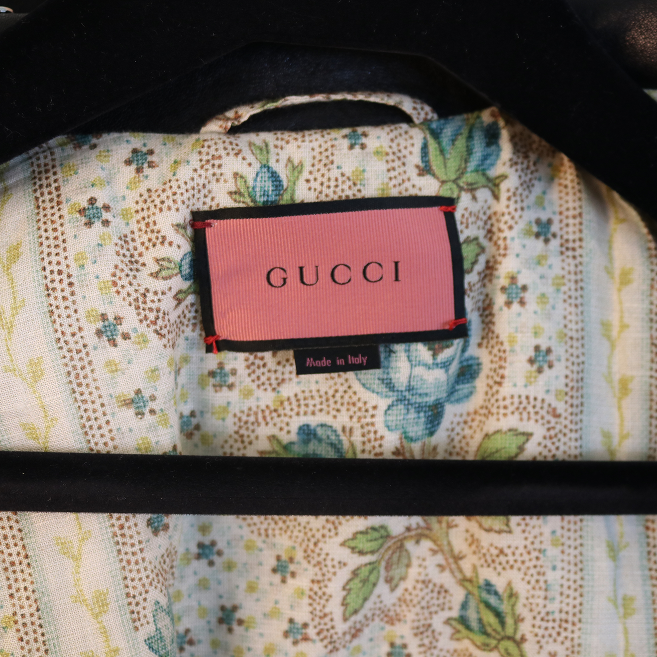 Gucci Hand-Painted Leather Jacket with Pug Art & Crystal Embellishments