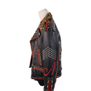 Gucci Black Leather Studded Biker Jacket with Bee Embroidery & Leopard Collar