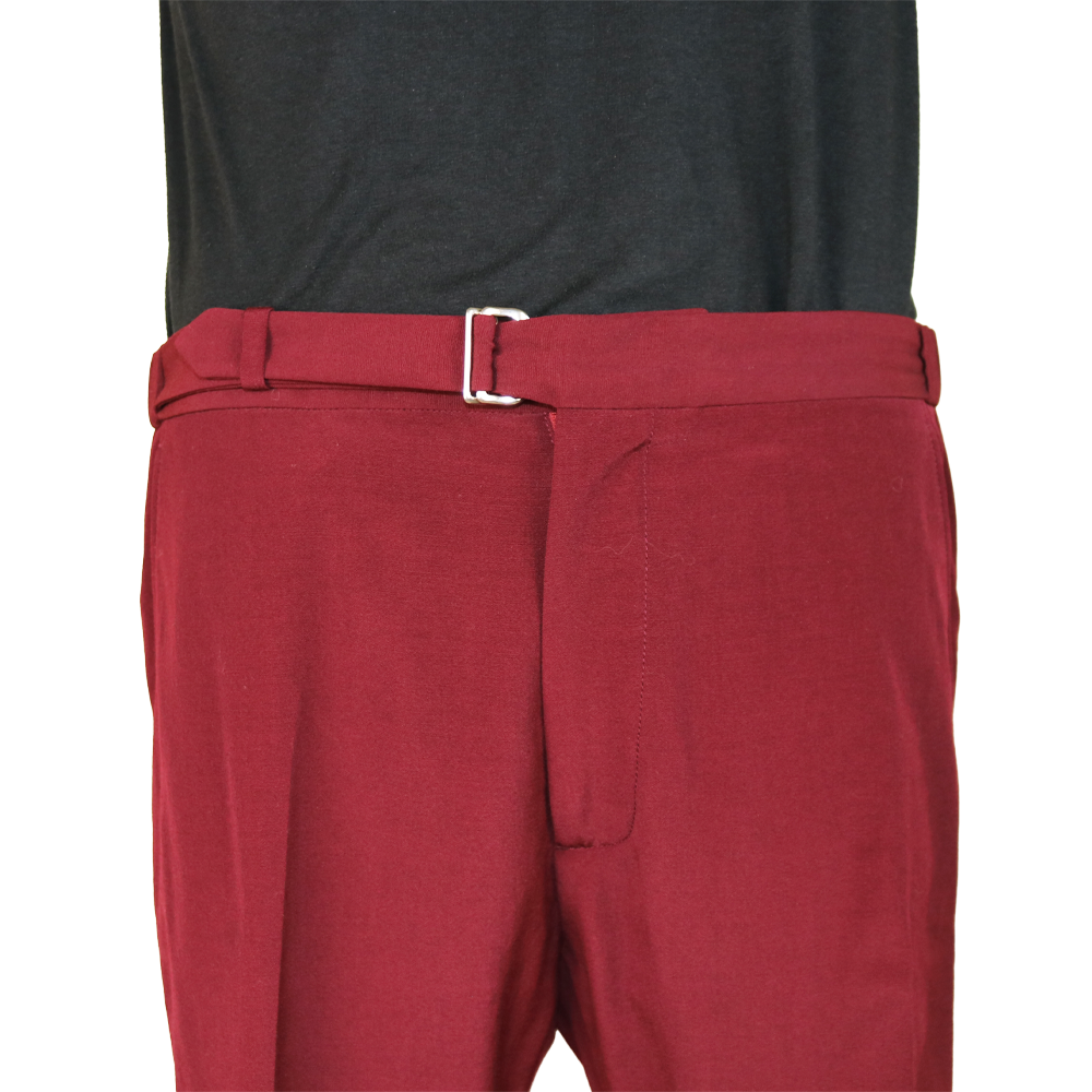 Gucci Burgundy Trousers with Blue Side Stripe and Self Belt
