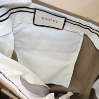Gucci Beige Cotton Trousers with Iconic Bee Detail