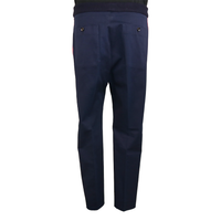 Gucci Navy Pleated Trousers with Red Side Stripe and Knit Waistband