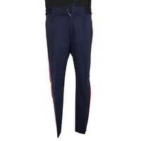 Gucci Navy Pleated Trousers with Red Side Stripe and Knit Waistband