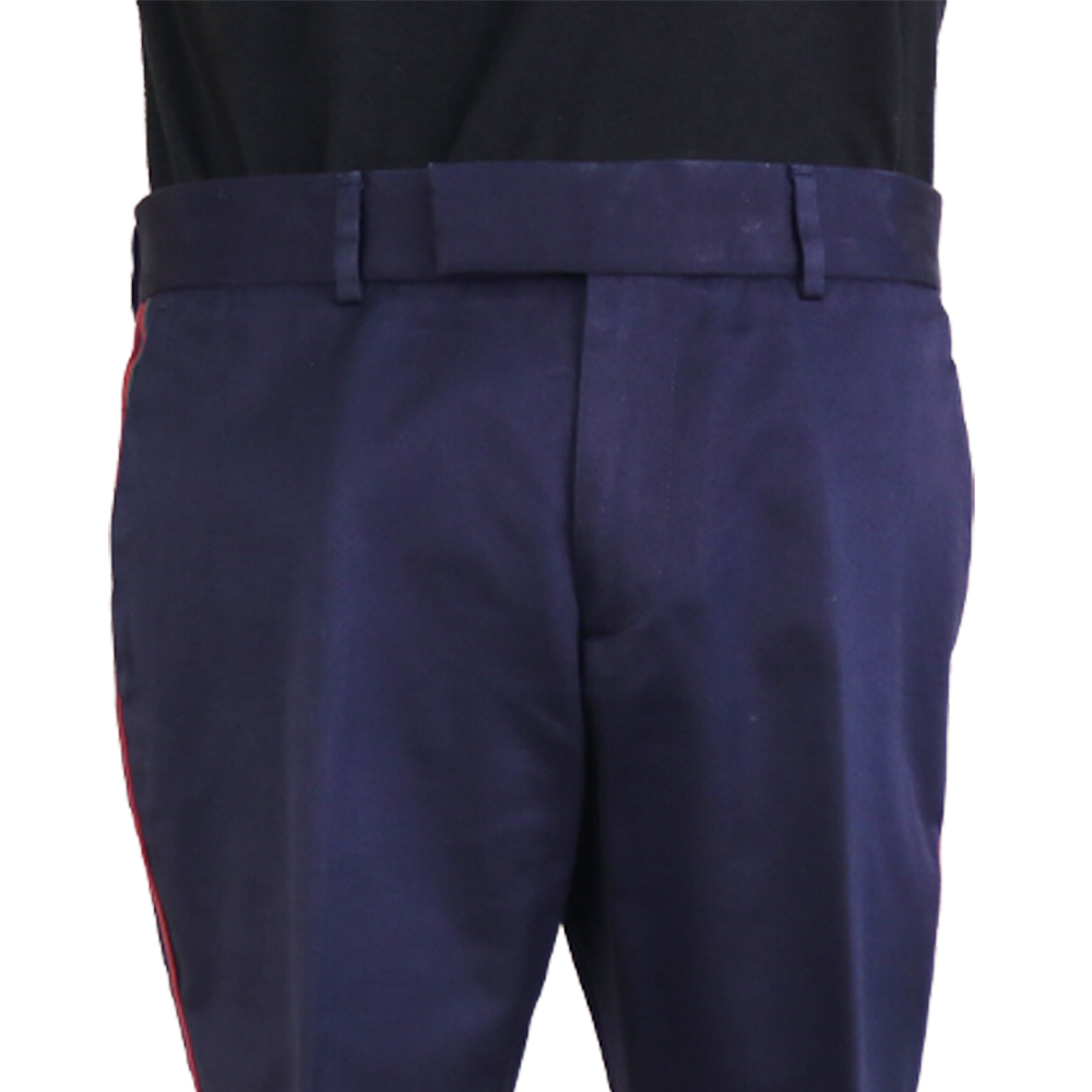 Gucci Navy Trousers with Red and Green Side Stripe