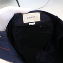 Gucci Navy Trousers with Red and Green Side Stripe